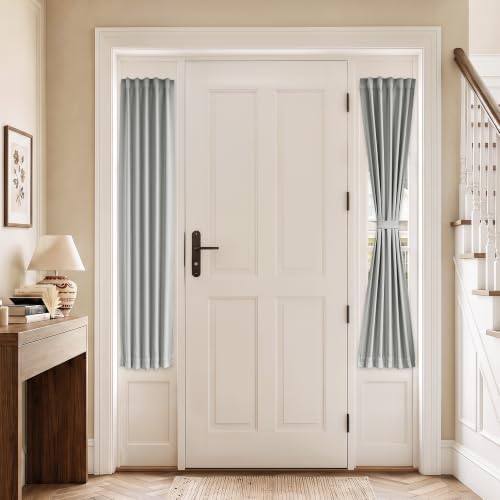 Vatge Self-Adhesive Sidelight Curtains for Glass Doors - No Drill Removable Window Coverings, Light Filtering Panel, 1 Panel, W12 x L60, Silver Grey by Vatge