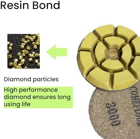 Diamond Floor Polishing Pads, 3 Inch Resin Bond Hook and Loop Polishing Pucks for Concrete, Terrazzo, Marble, Granite, Grit 3000, 9PCS - Image 3