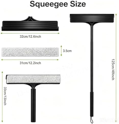 Telescopic 2‑in‑1 Window & Shower Squeegee with Scrubbing Pad - Image 2