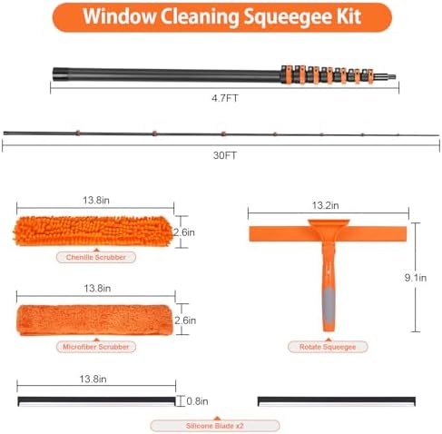 4.7-30FT Carbon Fiber Telescopic Squeegee for Window Cleaning Kit - Image 3