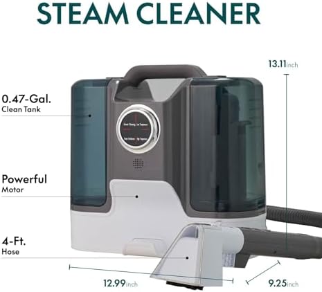 Small Car Seat Carpet Cleaner Machine for Home，Portable Hand Held Carpet Cleaner, Cars Steamer for Auto Detailing, Upholstery Furniture Steam Cleaners for Mattress Area Rugs Couch Sofas (Grey) - Image 2