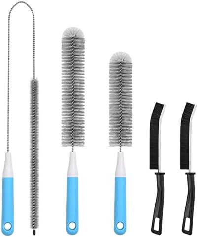 Dryer Vent Cleaner Kit 5 Pcs, Refrigerator Coil Cleaning Brush, Sewer Set Brush, Dryer Lint Cleaner Brush for Flexible Lint Remover, Kitchen Sink, Bathroom Clog, Toilet, Vent Scrubber by Unknown