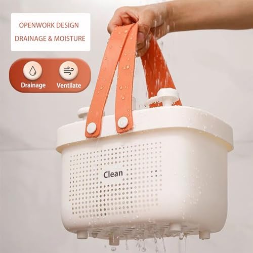 Portable Shower Caddy Basket with Handle Plastic Storage Basket Small Green - Image 5