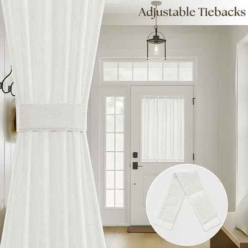 2 Panel Privacy Side Window Curtains Ivory White 25 x 72 Inches Long - Image 4