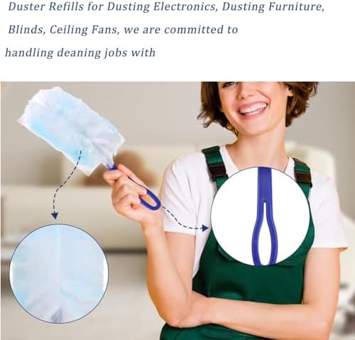 Duster Refills Compatible with Swiffer Duster, Heavy Duty Multi Surface Duster Replacement with 2 Extra Handle for Cleaning Furniture, Blinds, Ceiling Fans and Car (BLue-100Pack) - Image 4