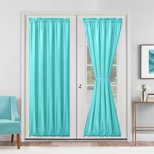 Hiasan French Door Curtains Privacy, Aqua, 52W x 72L, 1 Panel by Hiasan