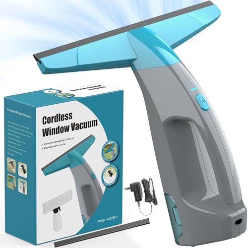 Kiato Window Vacuum, Power Window Squeegee 11", Rechargeable Window Vac with Spray Bottle, Electric Cleaning Tool for Showers, Mirrors, Glass, 2200mA, WC03, 200ml Water Tank by Kiato