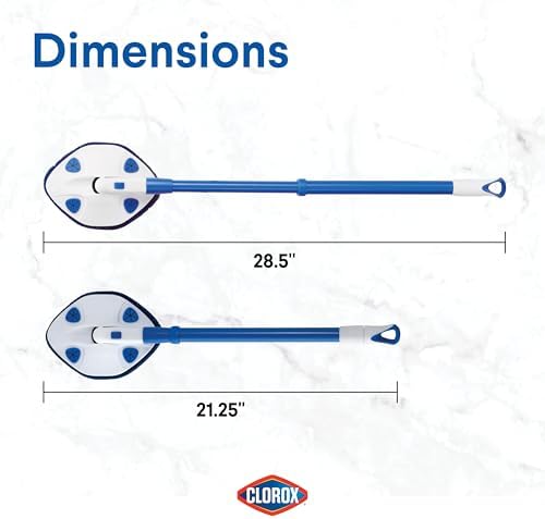 CLOROX Extendable Tub and Tile Scrubber (Pack of 2) with Extra Pad - Plastic Head, Blue, Tile Surface - Image 4