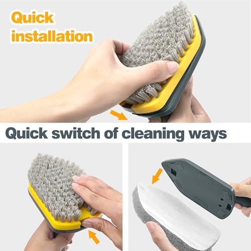 Shower Scrubber with Long Handle for Cleaning, 56" Extendable 3 in 1 Shower Cleaner Brush, Interchangeable Tub Scrub Brush Attachment for Cleaning Bathroom Bathtub Floor Wall - Image 4