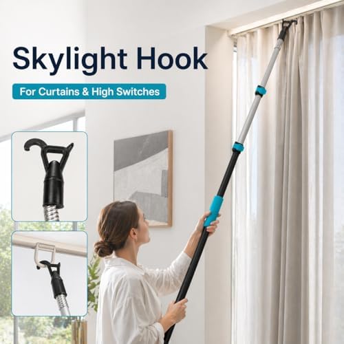 High Ceiling Duster Kit with 5-24FT Heavy Duty Extension Pole, Reaches Up to 30FT, Includes Microfiber Feather Duster, Cobweb and Ceiling Fan Duster, Window Squeegee Cleaner & Skylight Hook (24FT) - Image 4