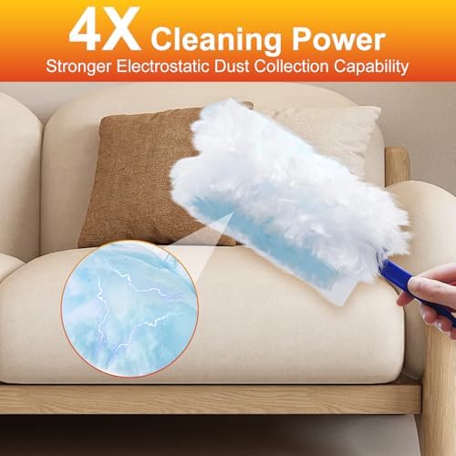 40Pcs Static Dust Removal Brush Disposable Replacement Head Compatible with Swiffer Duster Refills for Multi-Surface Dusters for Cleaning Furniture, Blinds, Electronics & Corners - Image 2