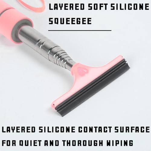 Bittwee 2PCS Car Side Mirror Squeegee, Retractable Auto Rearview Mirror Wiper, All-Purpose Window Squeegee for Cleaning Shower Glass Door, Vehicle Accessories Universal Fit（Pink） - Image 3
