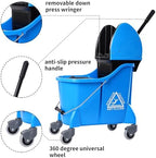 Mop Bucket with Wringer,Mop Bucket Separate Dirty Water for Floor Cleaning,Commercial Mop Buckets on Wheels,Blue - Image 4