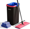 JOYMOOP Flat Mop System, Microfiber Mop and Bucket Set, Black, Floor & Wall Cleaning Mop for Home & Commercial Use, 60" Long Handle, Includes 5 Washable Pads by JOYMOOP