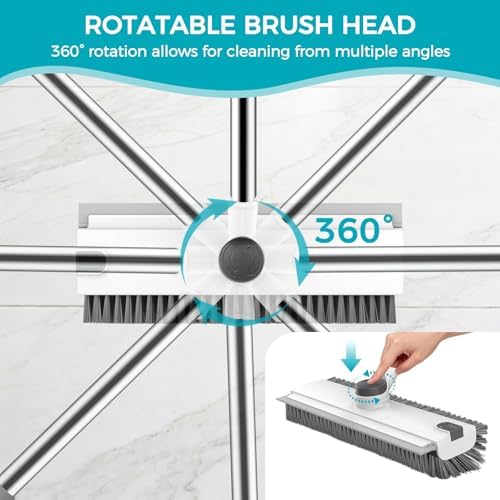 SetSail Floor Scrub Brush with 54in Adjustable Long Handle, Grey&White - Image 4