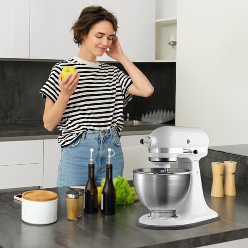 Sliding Mat for Kitchen aid 4.5-5 Qt Stand Mixer with 1Pc Cord Organizer and 3Pcs Attachment Holder for Kitchen Appliance Slider Counter, Moving Tray (Pine Wood, Black) - Image 2
