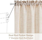 68 Inch Long Linen French Door Curtains Set of 2 Privacy Semi Sheer - Image 4