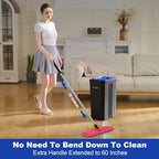 JOYMOOP Mop and Bucket with Wringer Set, Hands Free Flat Floor Mop and Bucket, with 4 Washable Microfiber Pads, Wet and Dry Use, Floor Cleaning System - Black+Red+Slate Blue - Image 5