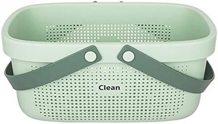 JiatuA Plastic Storage Basket with Handle Portable Shower Caddy Tote Organizer Basket Bin for Bathroom Kitchen Dorm Room Bedroom, Green - Image 6