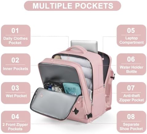 Large Travel Backpack for Women Airline Approved Carry on Backpack for Airplanes Mochila De Viaje Personal Item Travel Bag Spirit Airlines Personal Item Bag 18x14x8 Backpack for Traveling on Airplane - Image 4