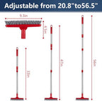 2 Pack Grout Brush with Long Handle, Swivel Cleaning Grout Line Scrubber - Extendable Durable Handle Grout Cleaner Brush for Bathroom,Tile,Baseboard,Walk in Shower,Corner & Narrow Space (Red) - Image 2