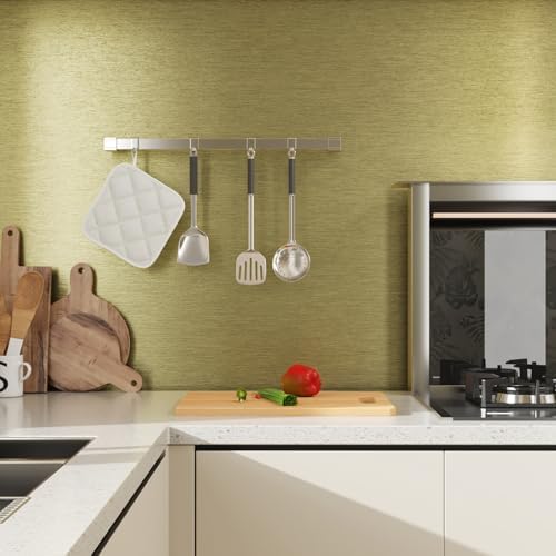 CRE8TIVE Thick Champagne Olive Gold Brushed Metallic Wallpaper for Kitchen Stainless Steel Contact Paper 12"x354" Removable Adhesive Gold Peel and Stick Wallpaper for Cabinets Backsplash Appliances - Image 4