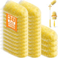 30 Count 360° Heavy Duty Duster Refills, Compatible with Swiffer Duster, Includes 1 Short Handle & 1 3 ft Extendable Handle, 4X Microfiber Cleaning Dusters, Disposable Unscented by Swilsweep