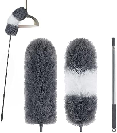 BOOMJOY Microfiber Feather Duster with 100 Inches Extendable Pole, 2 Pack Dusters for Cleaning Ceiling, Fan, Furniture by BOOMJOY