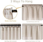 Linen 36 Inch Curtains for Kitchen Window Bathroom Bedroom 2 Panels - Image 3