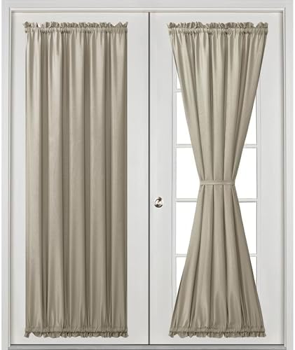 Hiasan French Door Curtains Privacy, Taupe, 52W x 72L, 1 Panel - Image 2
