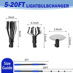 28FT Reach Light Bulb 5-20FT Telescopic Extension Pole Light Bulb Changer for High Ceilings with Feather Duster, Baskets and Suction Cups for Recessed Lights and High Ceilings - Image 3