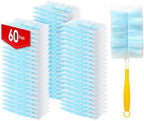 60 Count Electrostatic Duster Refills Compatible with Swiffer Duster,Multi-Surface Dusting Refills,Microfibre Dusters for Cleaning with 1Pcs Short Handle,Unscented by Senowi