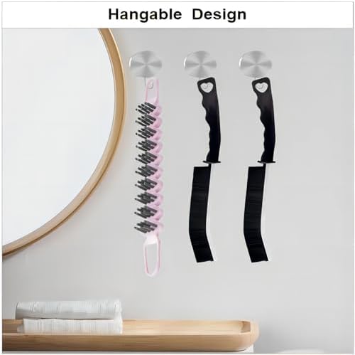Crevice Cleaning Brush Set Grout Scrub Cleaning Tools 3 Pcs Black/Pink - Image 5