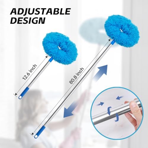 DRQ Ceiling Fan Cleaner Duster with 13-81 in Extension Pole, Blue, 2 Pack - Image 4