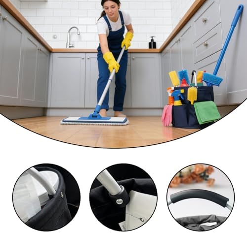 Tool Bucket Organizer 2-Pack, 17L Foldable Cleaner Caddy with 6 Pockets，Handle for Garden、Family and Bathroom, Can Also be Used as a Beach Basket or Shopping Basket，Black+Navy Blue - Image 3