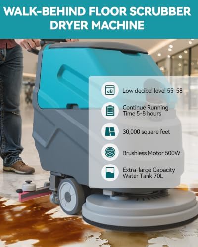 Walk-Behind Floor Scrubber Dryer with 22" Scrub Path - Image 5