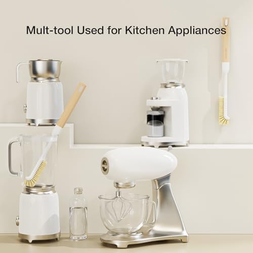 Cleaning Brush, Diveotree Hard Bristle Brush for Deep Cleaning Grout, Sink, Cup, Teapot, Bottle, Blender, Multi-Purpose Brush wih Long Handle for Kitchen (White) - Image 4