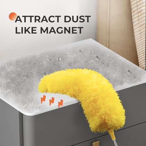 Microfiber Feather Duster, High Ceiling Fans with 30-100 Inch Pole, Yellow - Image 2