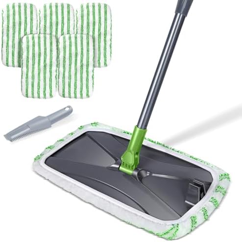 Hardwood Floor Mop,Extended Large Flat Floor Mop with 5 Washable Pads by MASTERTOP