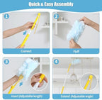 60 Count 360° Heavy Duty Duster Refills Compatible with Swiffer,Large Size-Extra Thick Disposable Electrostatic Duster Refill with 1 Retractable Handle(35-inch Length Fully expanded) - Image 6