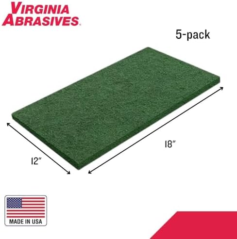 Green Floor Maintenance Pads, Scrubbing & Cleaning, 12" x 18" x 1", 5 Pack - Image 2