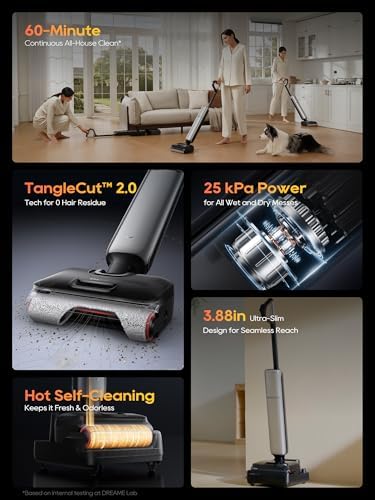 DREAME Aero Pro Wet Dry Vacuum Mop, Ultra-Slim with Hot Self-Cleaning/Self-Drying, 0 Hair Tangle Great for Pet Owner, Powerful Wet Dry Vacuum with 60min Runtime, Pick-up & Mop at The Same Time - Image 3
