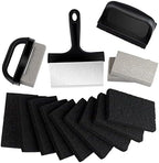 Blackstone Griddle Cleaning kit 16 Pcs, Heavy Duty Grill Cleaning Stone Bricks with Handle,Griddle Scrubber Scouring Pads with Handle and 6" Grill Scraper,Griddle Cleaner Brush Set for Flat Top by MOWOT