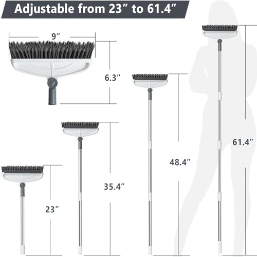 Grout Cleaner with Long Handle & Stiff Swivel Bristles - 2-in-1 Scrubber and Scraper, Tapered Design for Tile Floors, Baseboards, and Tight Spaces - Image 2