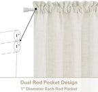 Non-See-Through French Door Curtains 68 Inch Long Set Natural Linen - Image 4
