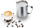 Milk Frothing Pitcher, 20oz Steaming Pitcher Stainless Steel Espresso Machine Accessories for Coffee Bar, Cappuccino Barista Tools Milk Jug Steamer Frother Cup with Decorating Latte Art Pen - Image 6