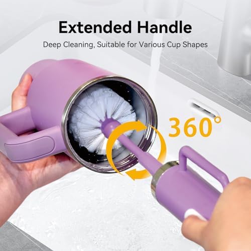 Electric Bottle Brush Cleaner with Straw Brush, 2 in 1 Long Handle Bottle Cleaning Brush for Stanley Cups, Sports Bottles, Baby Bottles, Mugs, Tumblers and Straws - Image 3