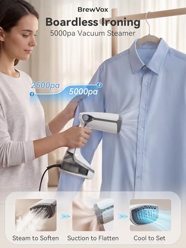 Handheld Steamer for Clothes, 5000Pa Suction Vacuum Steamer & Iron for Garment Grip, Wrinkle Remove, 12 Oz Large Tank, Travel Dual Voltage - Image 2