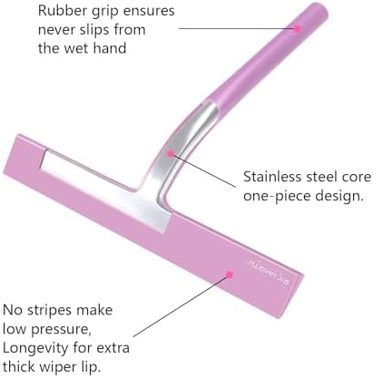Silicone Rubber Blade Shower Squeegee 9" in Width Window & Car Squeegee - Pink - Image 3