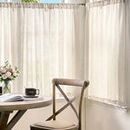 jinchan Linen Kitchen Tier Curtains, 38x45, 2 Panels, Natural - Image 3